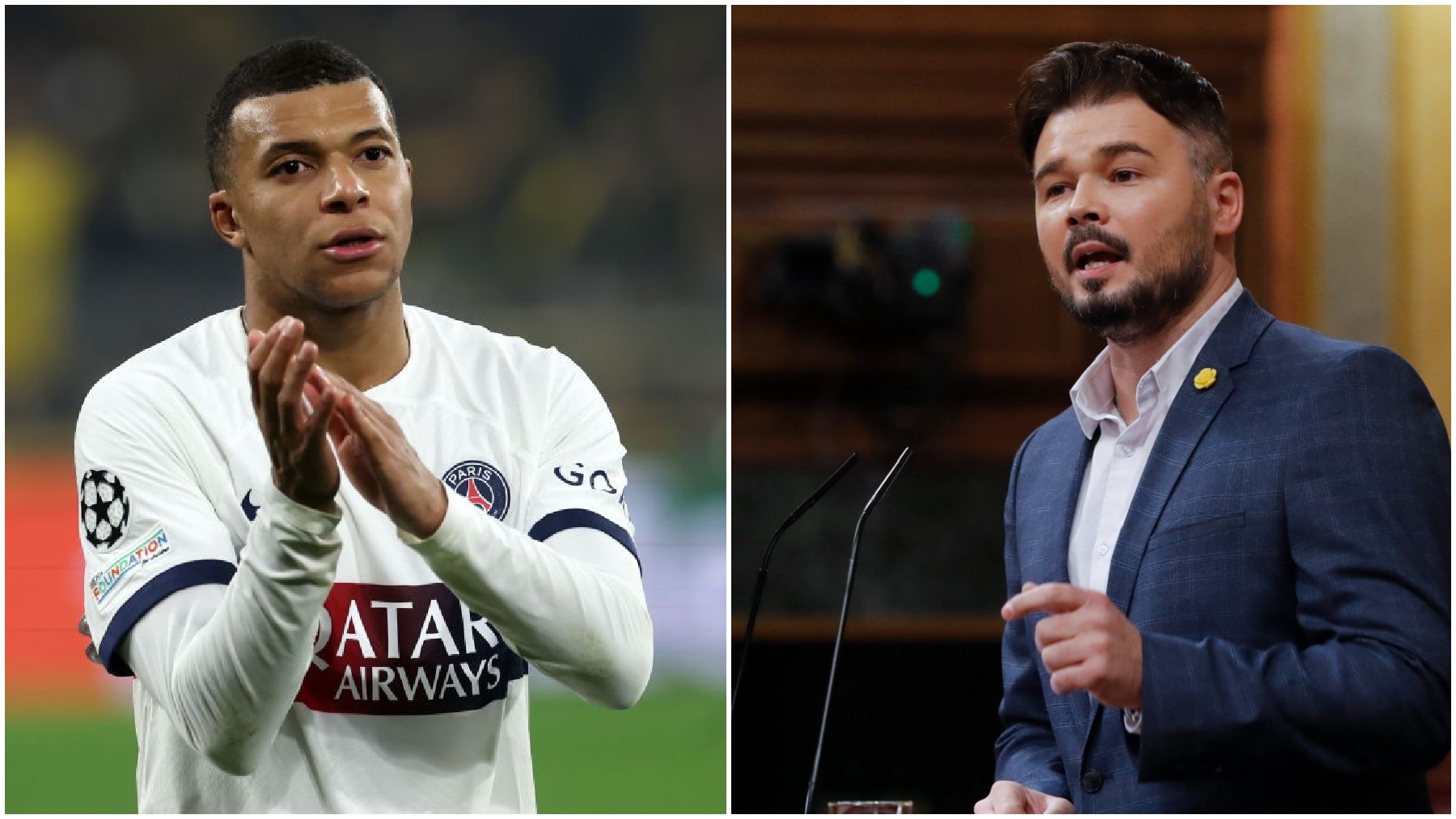 Rufián vuelve a hacer el ridículo con el fichaje de Mbappé por el Real