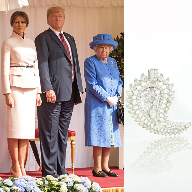 En la imagen, la Reina Isabel II con Melania y Donald Trump. /Foto: Getty- Pinterest.
