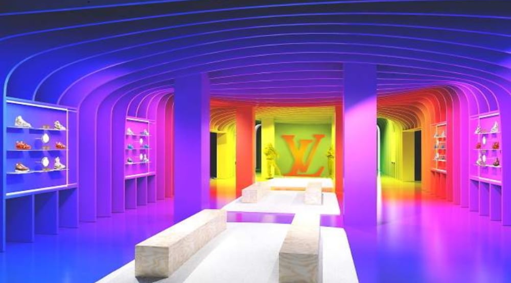 nterior de la pop-up de Luis Vuitton en París