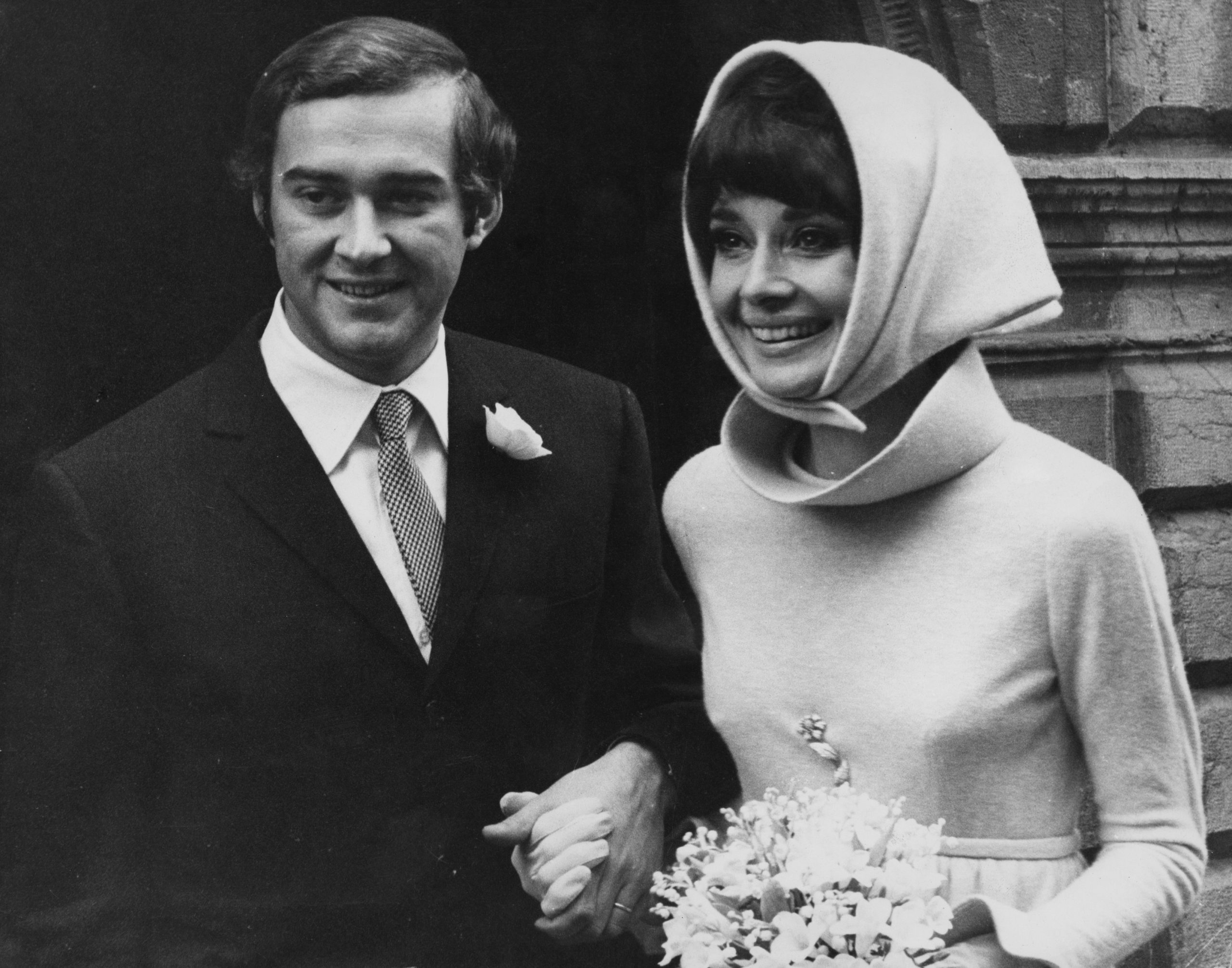 Audrey Hepburn en su boda con Andrea Dotti