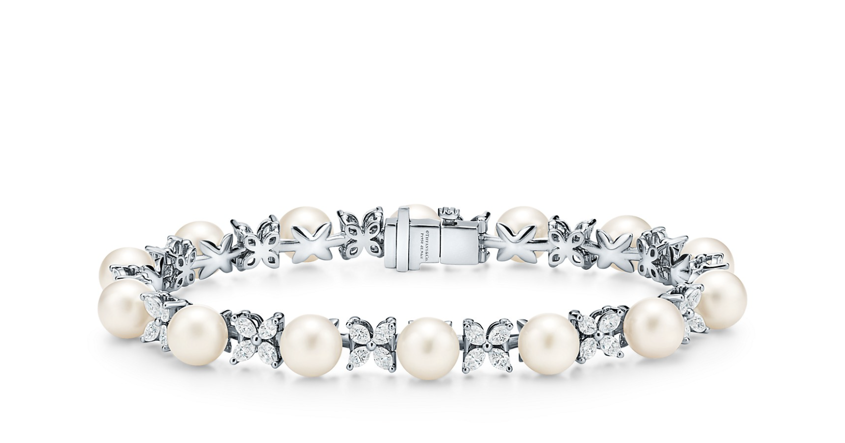 Pulsera de Tennis de diamantes y perlas/Foto: Tiffany