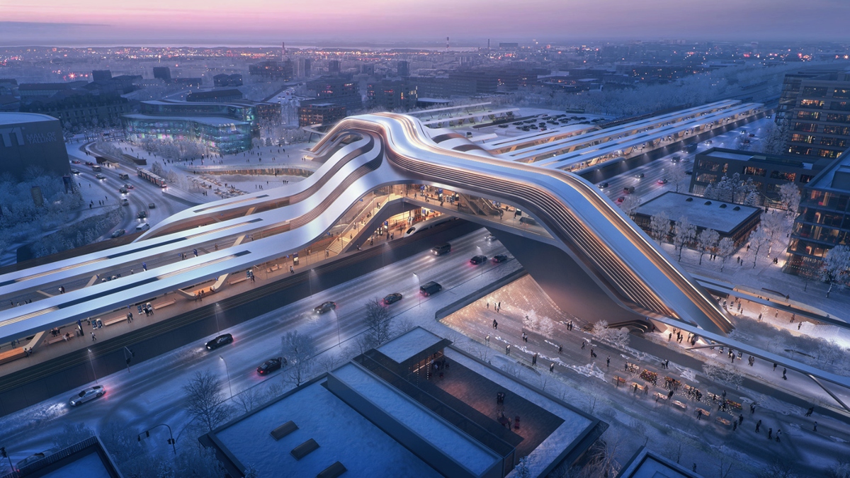 Futurista estación de tren en Tallín diseñada por Zaha Hadid