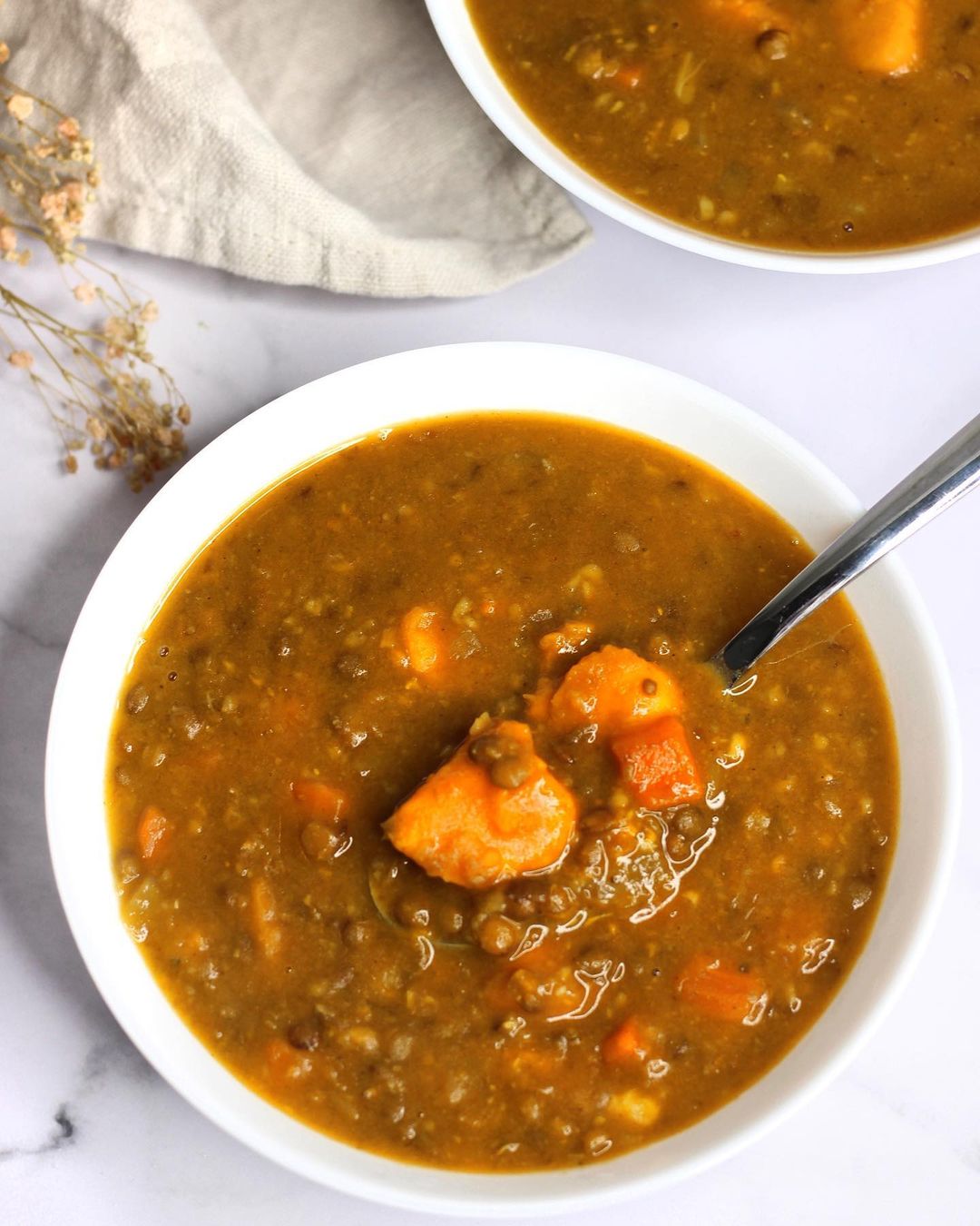 Lentejas con boniato y curry