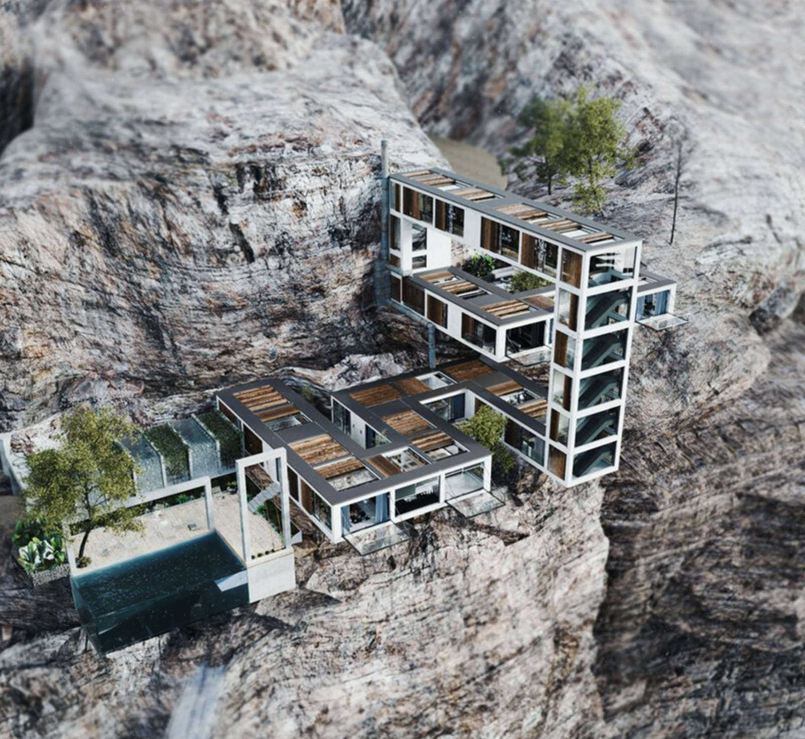 Mountain House, la casa al borde de un acantilado diseñada en forma de  Tetris