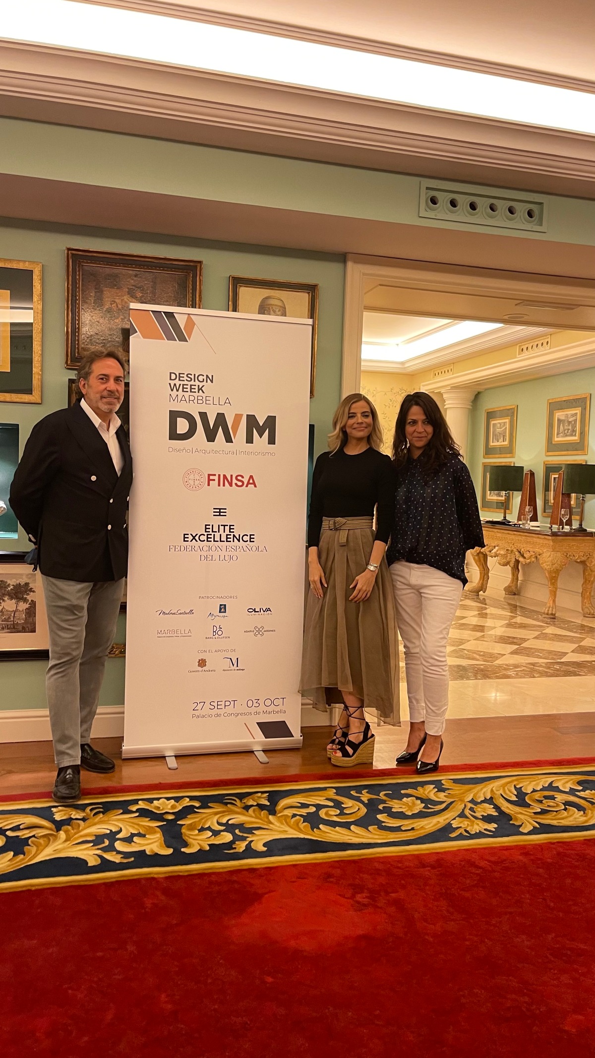 En el Hotel Wellington con Jose Rodriguez Tarin, director del Hotel Wellington y Carolina Abril, organizadora de Design Week Marbella