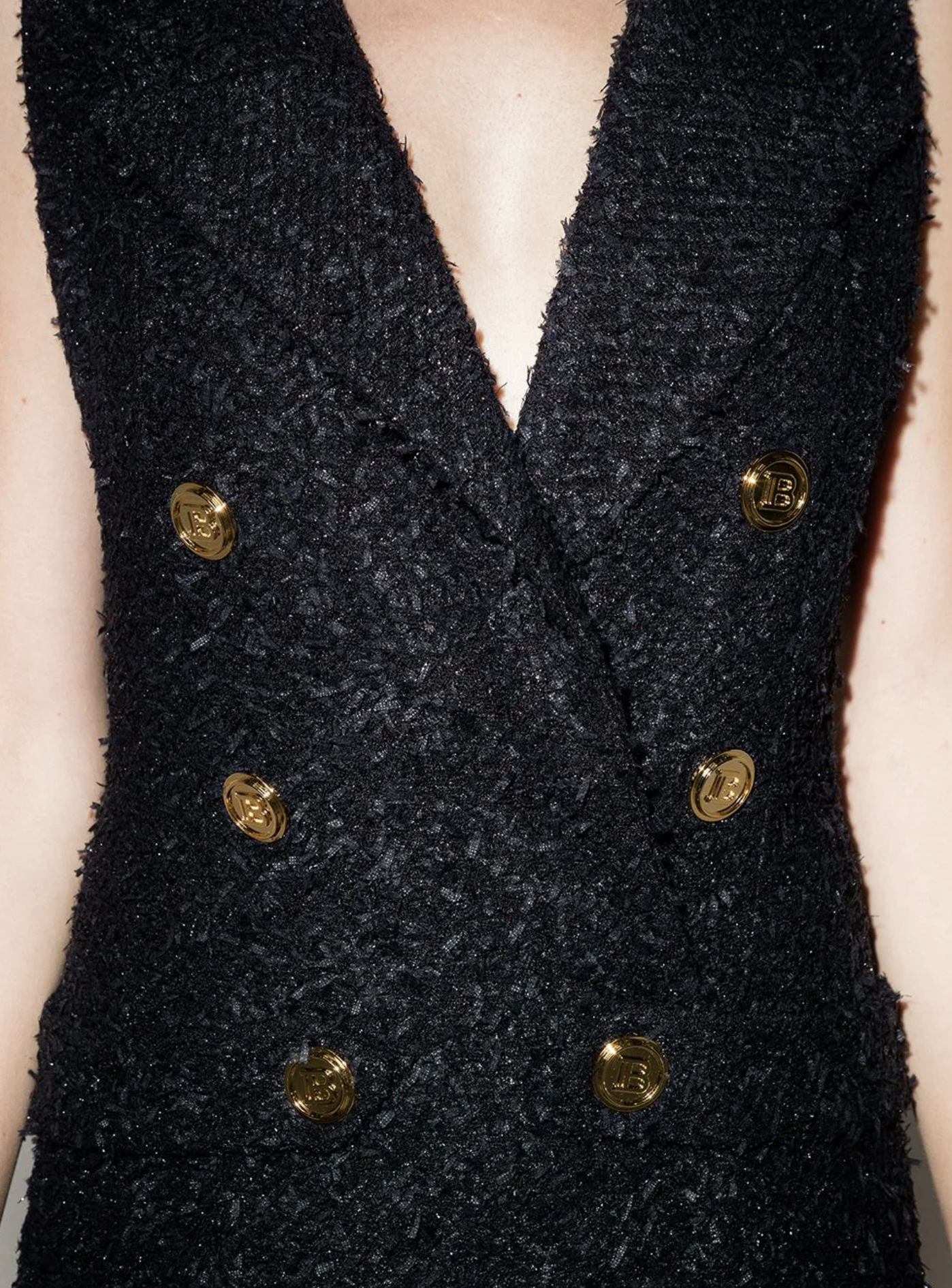 Detalle vestido tweed de Balmain