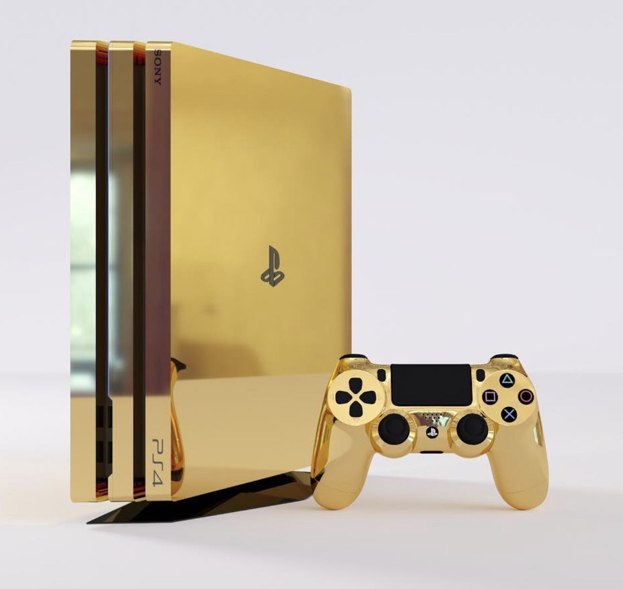 PlayStation 4 y DualShock 4 de oro, de Brikk.