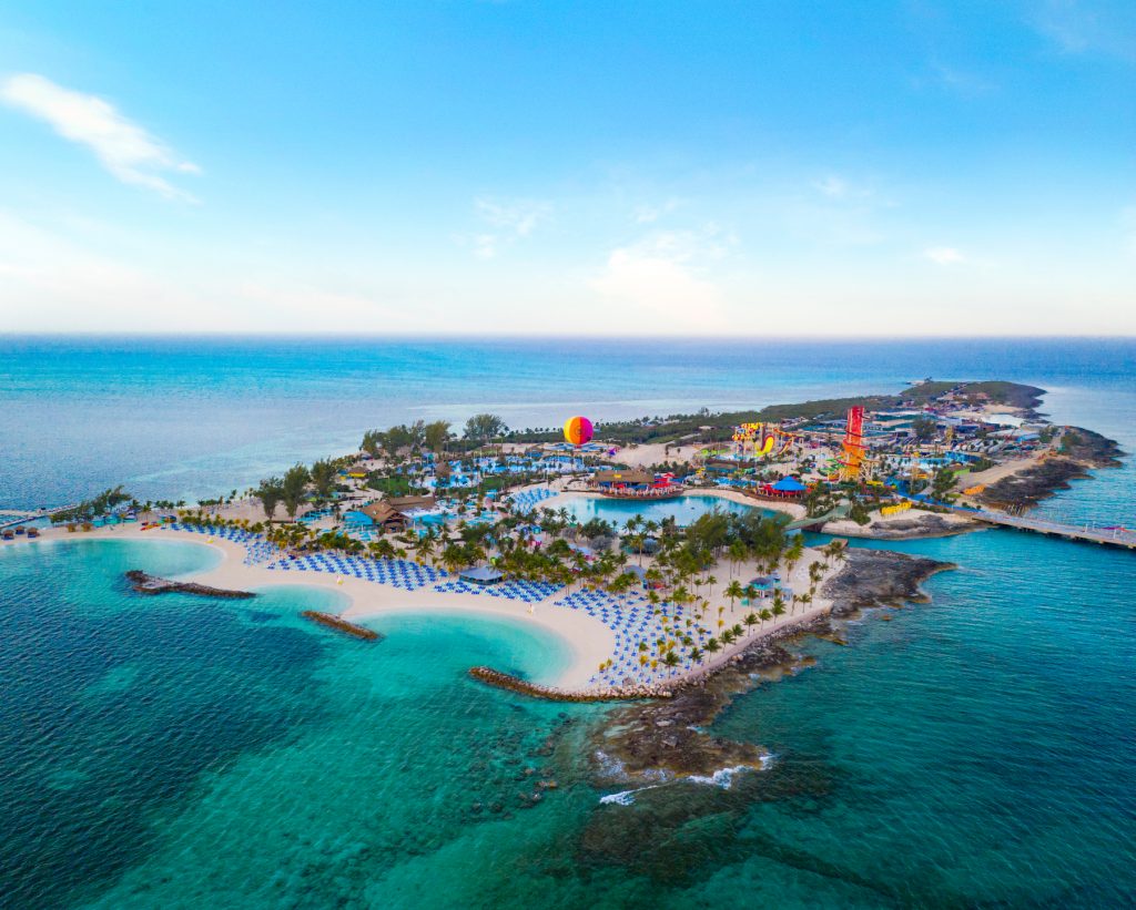 Vista aérea de Coco Cay de Royal Caribbean