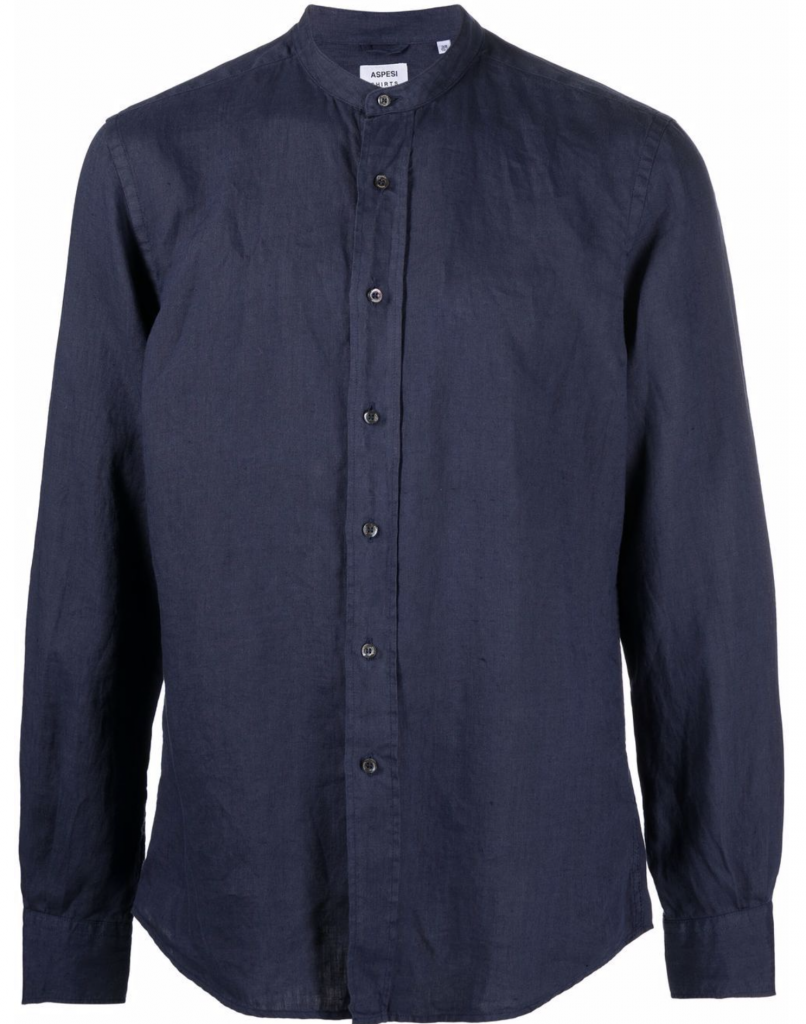 Camisa de lino azul