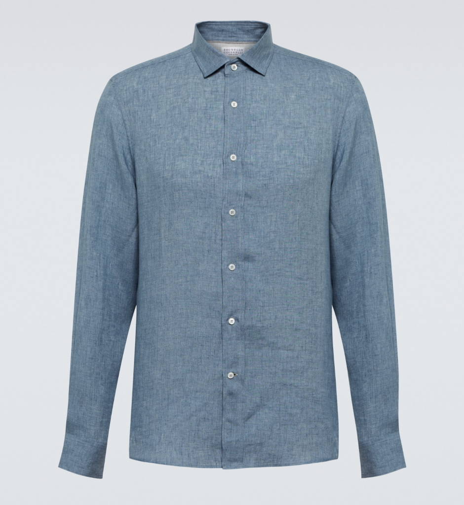 Camisa azul de lino de Brunello