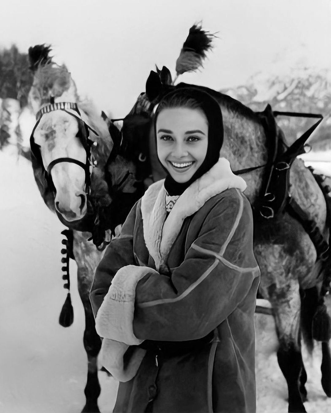 Audrey Hepburn en la nieve