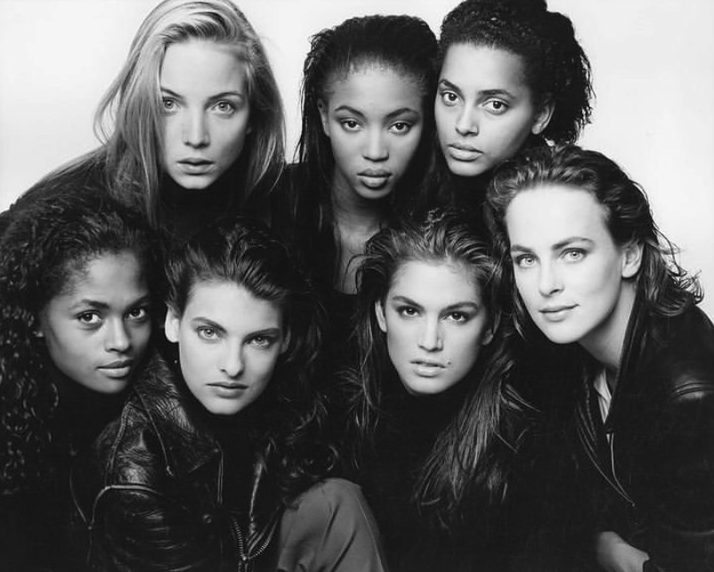 Rachel Williams, Naomi Campbell, Louise Vyent, Karen Alexander, Linda Evangelista, Cindy Crawford and Laetitia Firmin-Didot para Vogue Italia, 1988