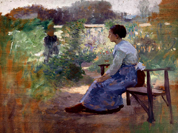 'Mujer sentada en un jardín', de Eliphalet Fraser Andrews