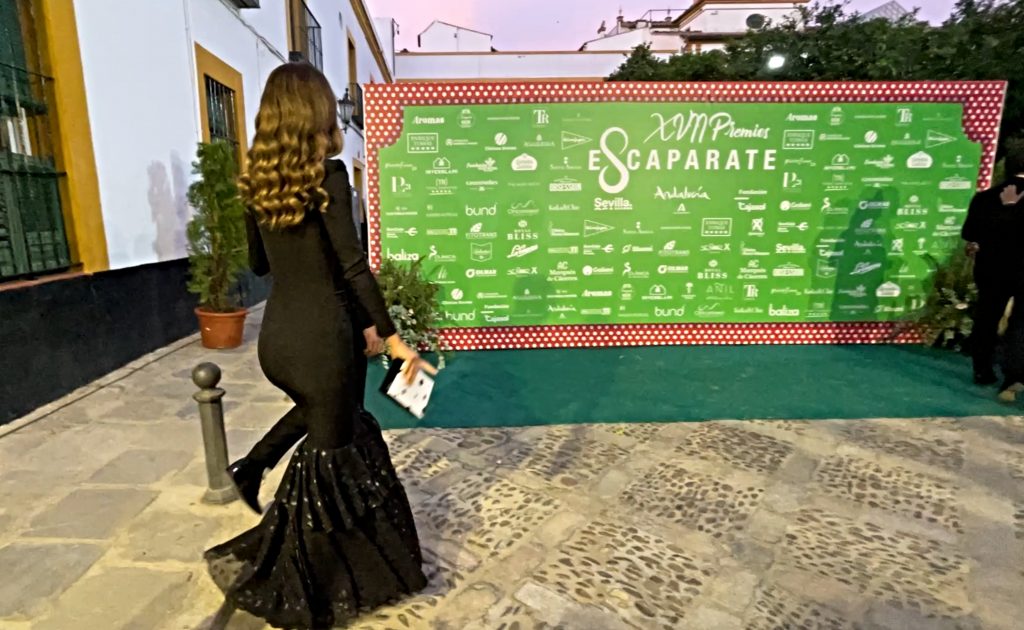 Detalle del vestido de Malena Costa en los Premios Escaparate