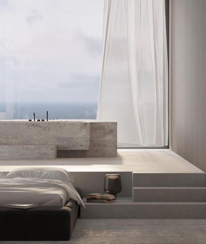 Dormitorio con bañera