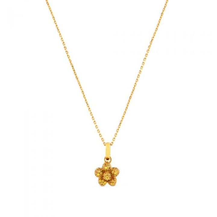 Colgante de oro amarillo con flor de pave con diamante de Chocrón
