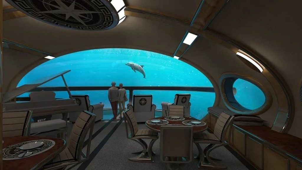 Vista del oceano en yate submarino