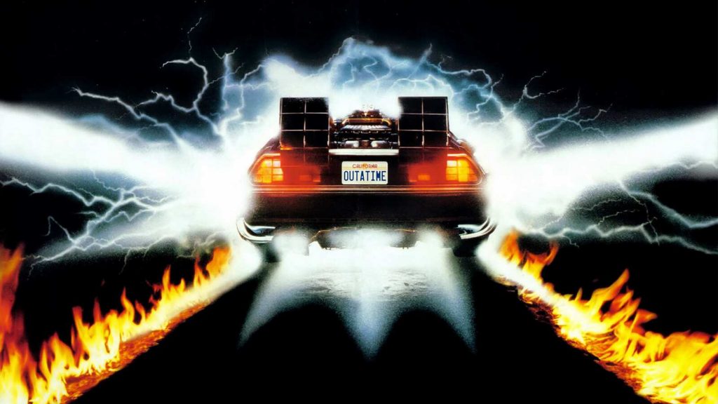 Cartel 'Regreso al Futuro' con el DeLorean