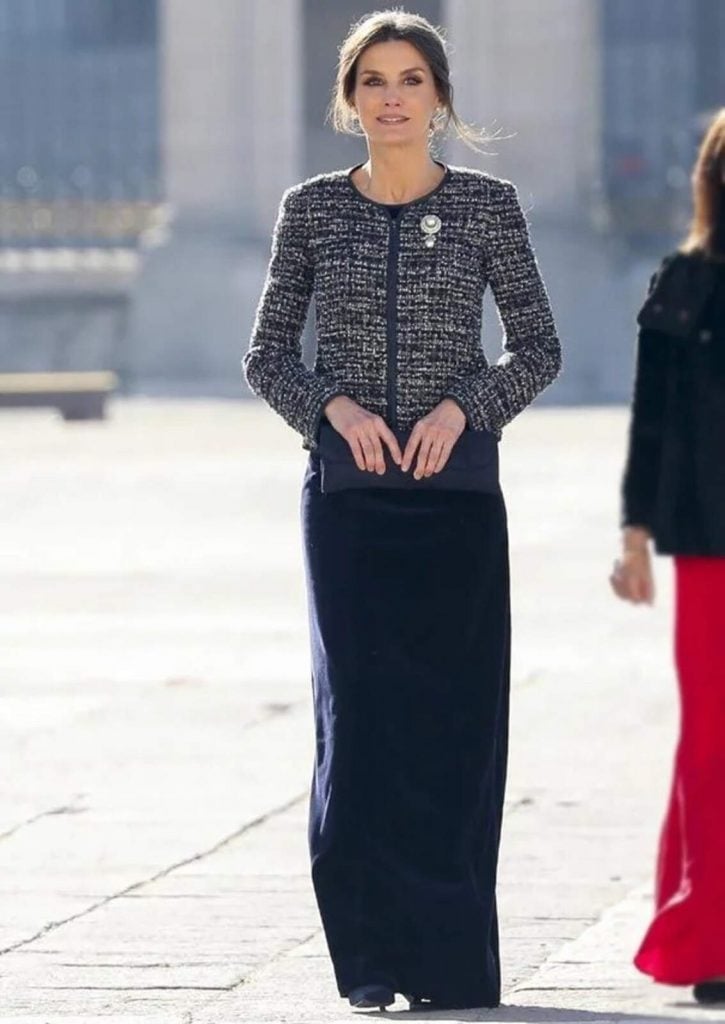 La Reina Letizia con chaqueta de Tweed en la Pascual Militar de 2019