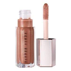 gloss marron brillante Fenty, maquillaje