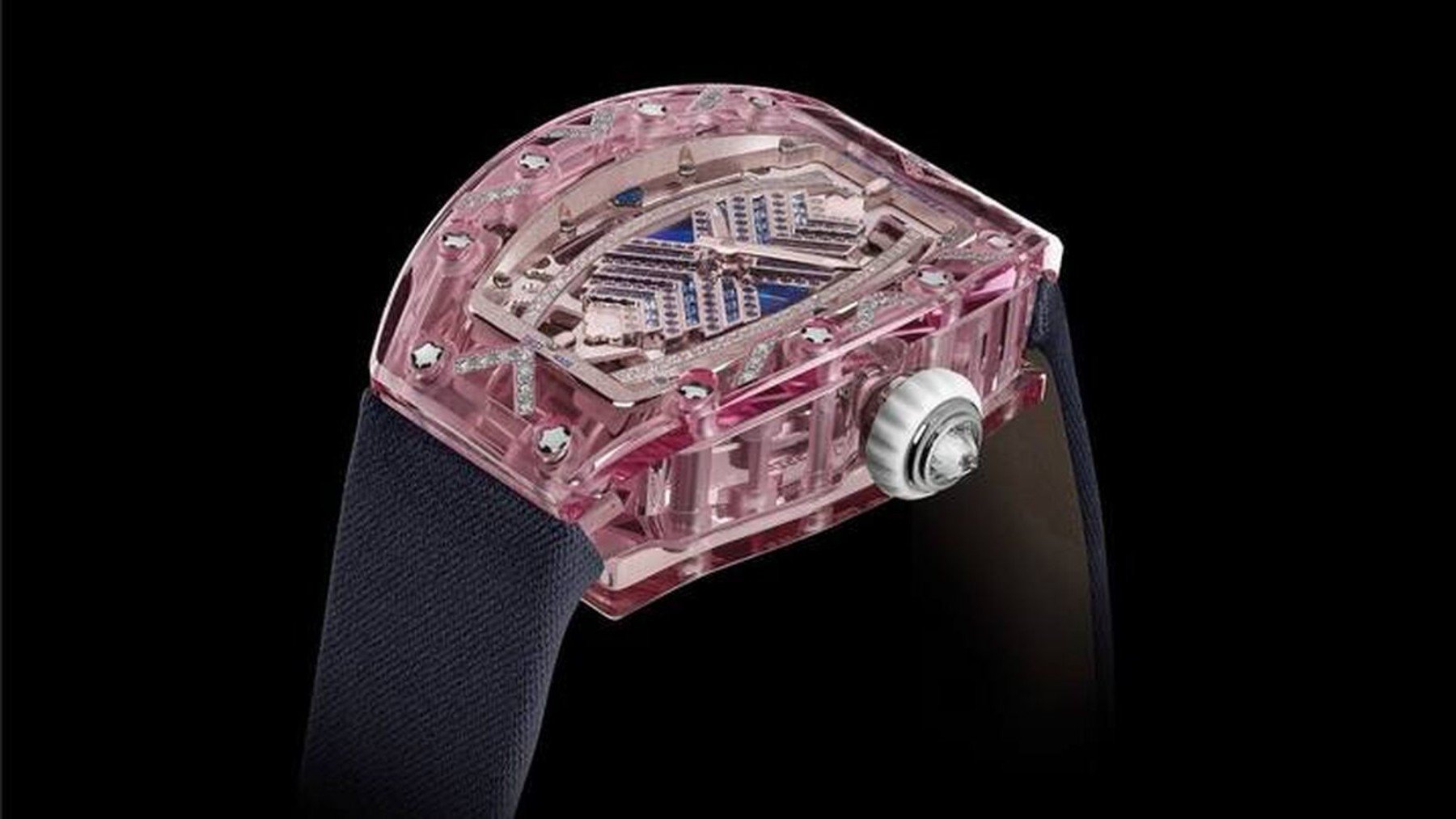 Reloj rosa con detalles en brillante