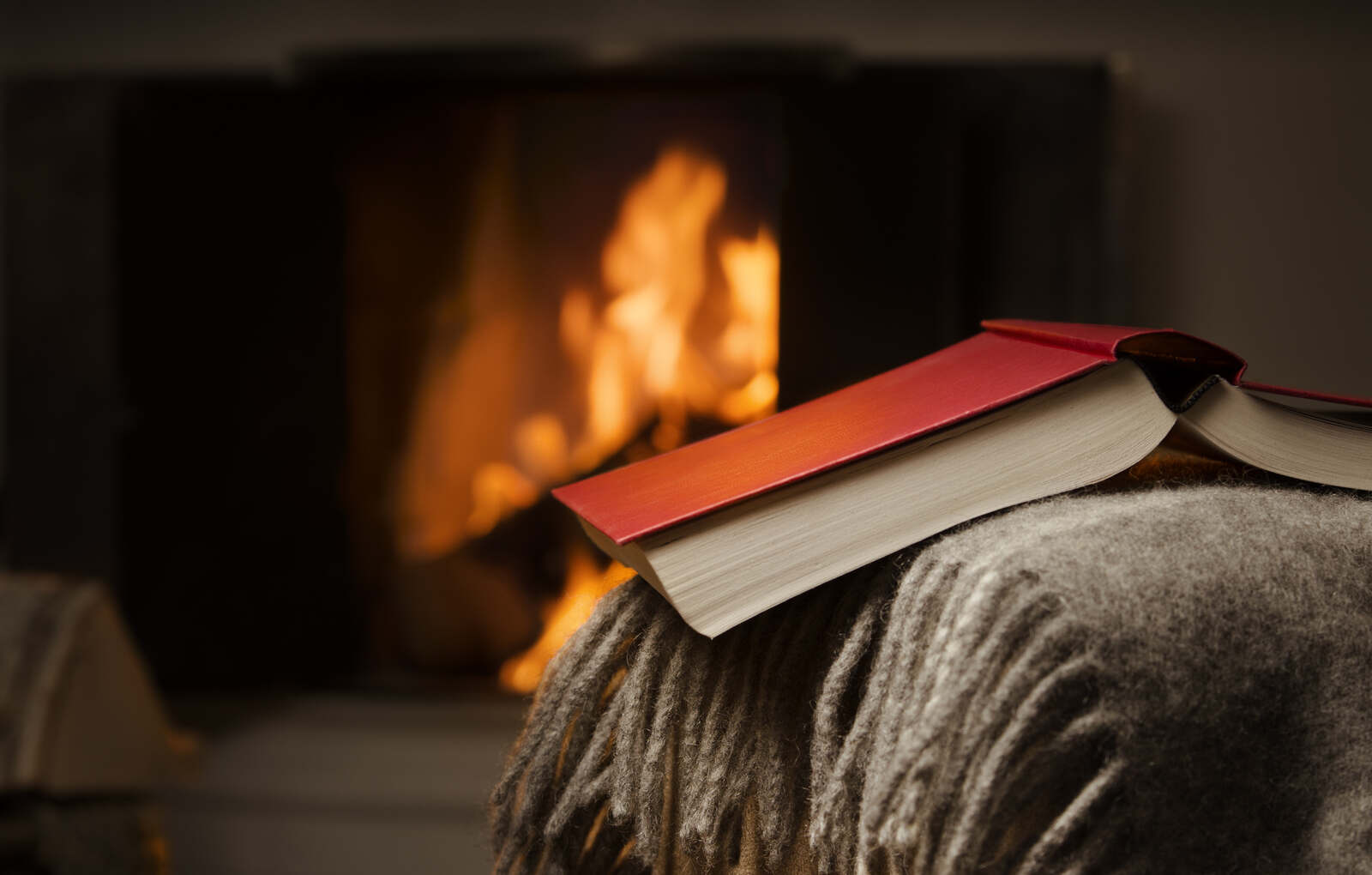 Libro frente a chimenea