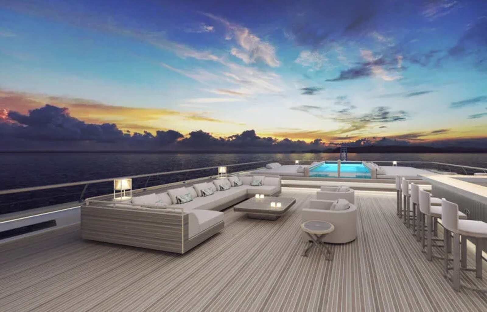 Exterior con piscina del superyate italiano