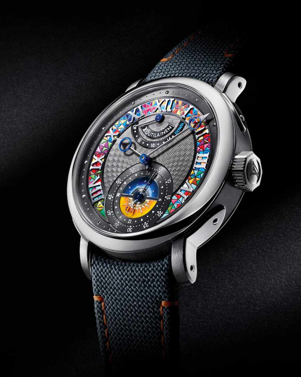 reloj esfera colores correa negra