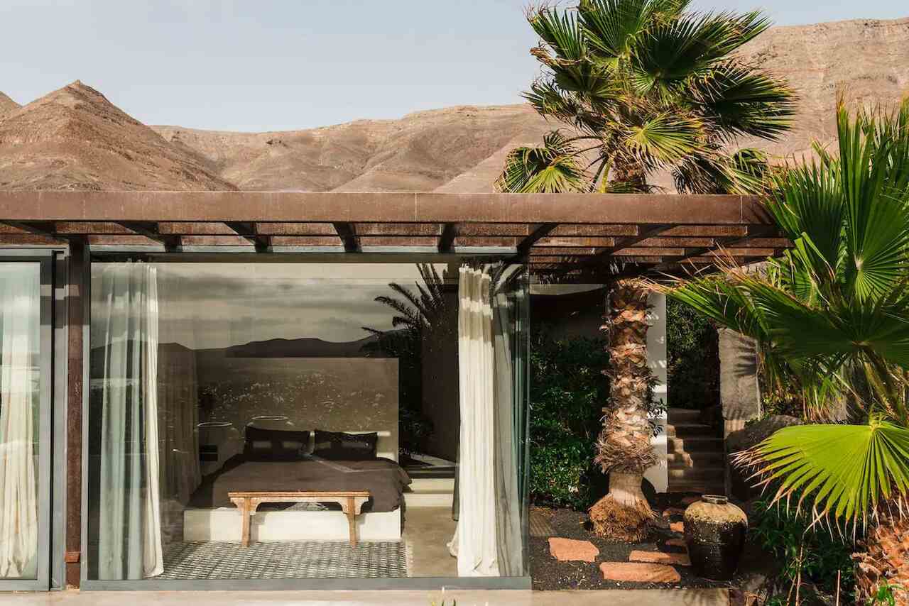 dormitorio pared cristal exterior tendencias, decoración