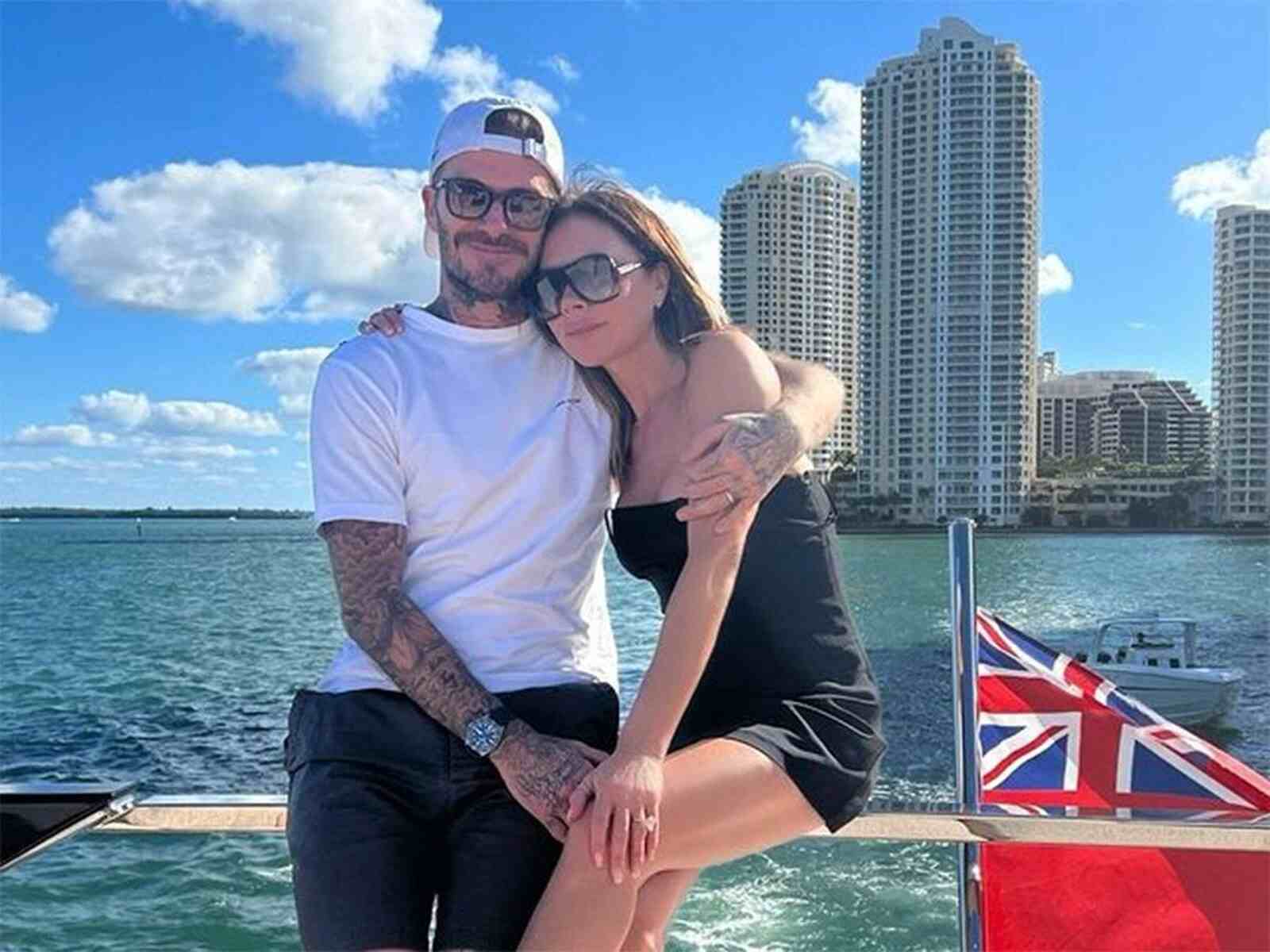 Los Beckham posando en vacaciones
