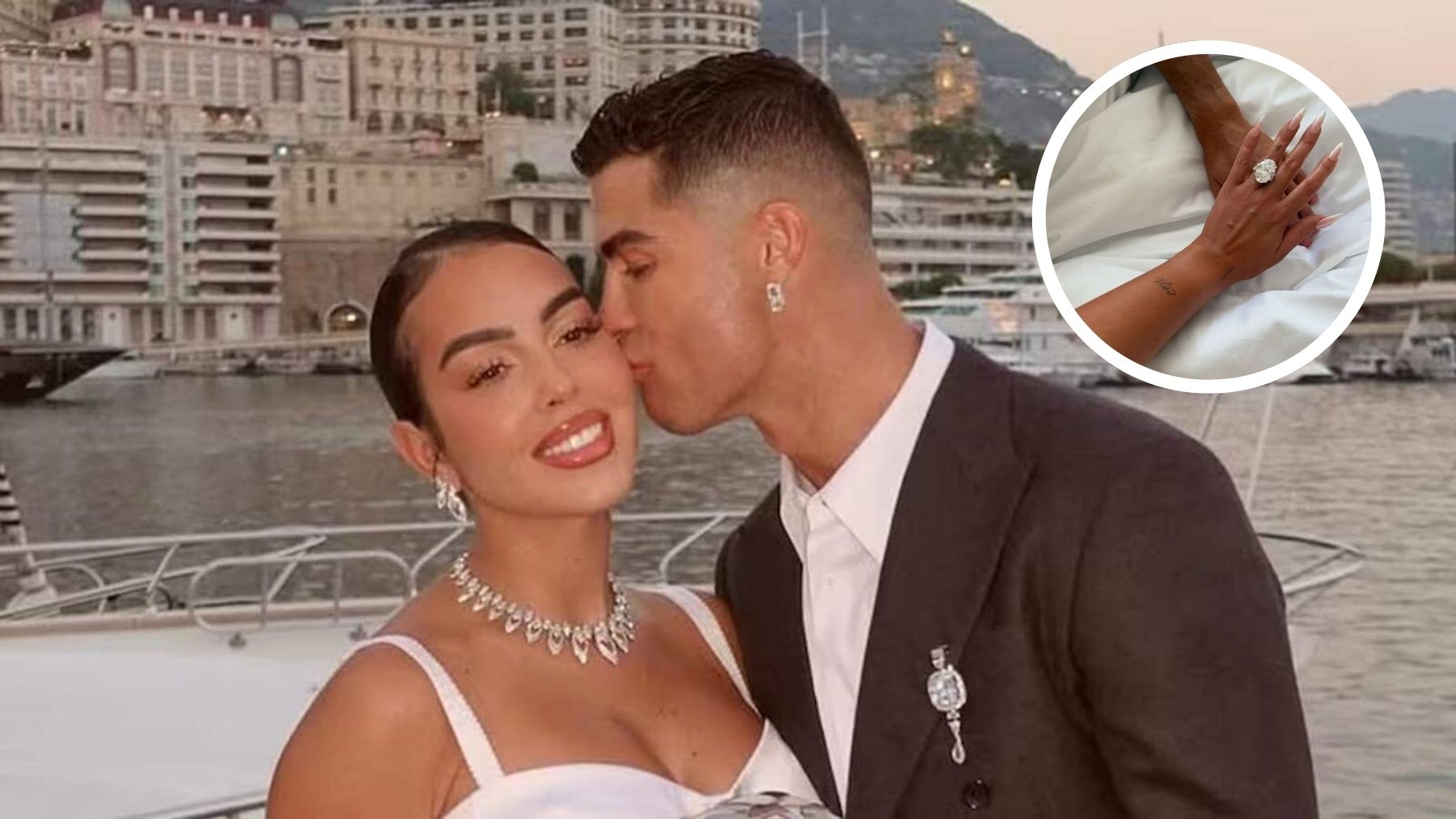 Cristiano y Georgina besándose