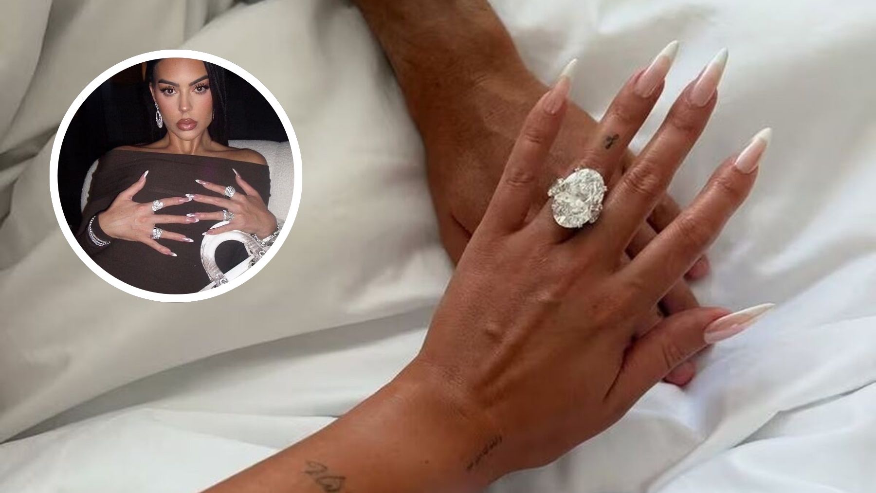 La manicura francesa de Georgina Rodríguez deslumbra (casi) como su impresionante anillo de compromiso