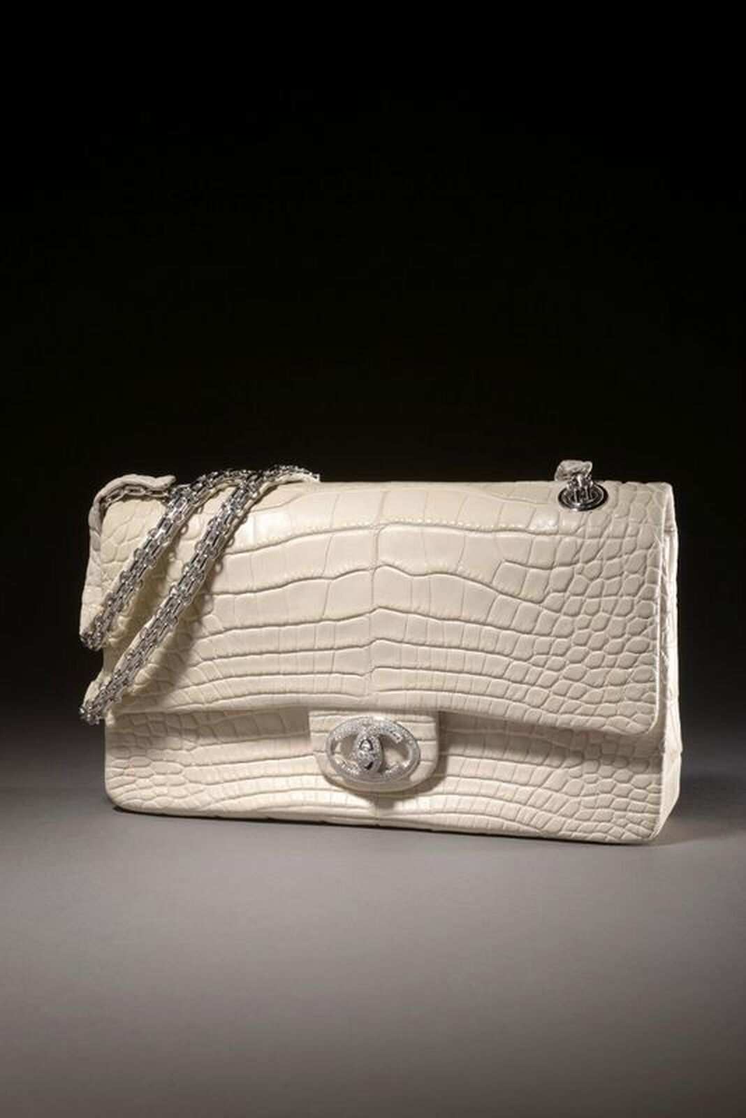 Bolso Chanel de cocodrilo blanco