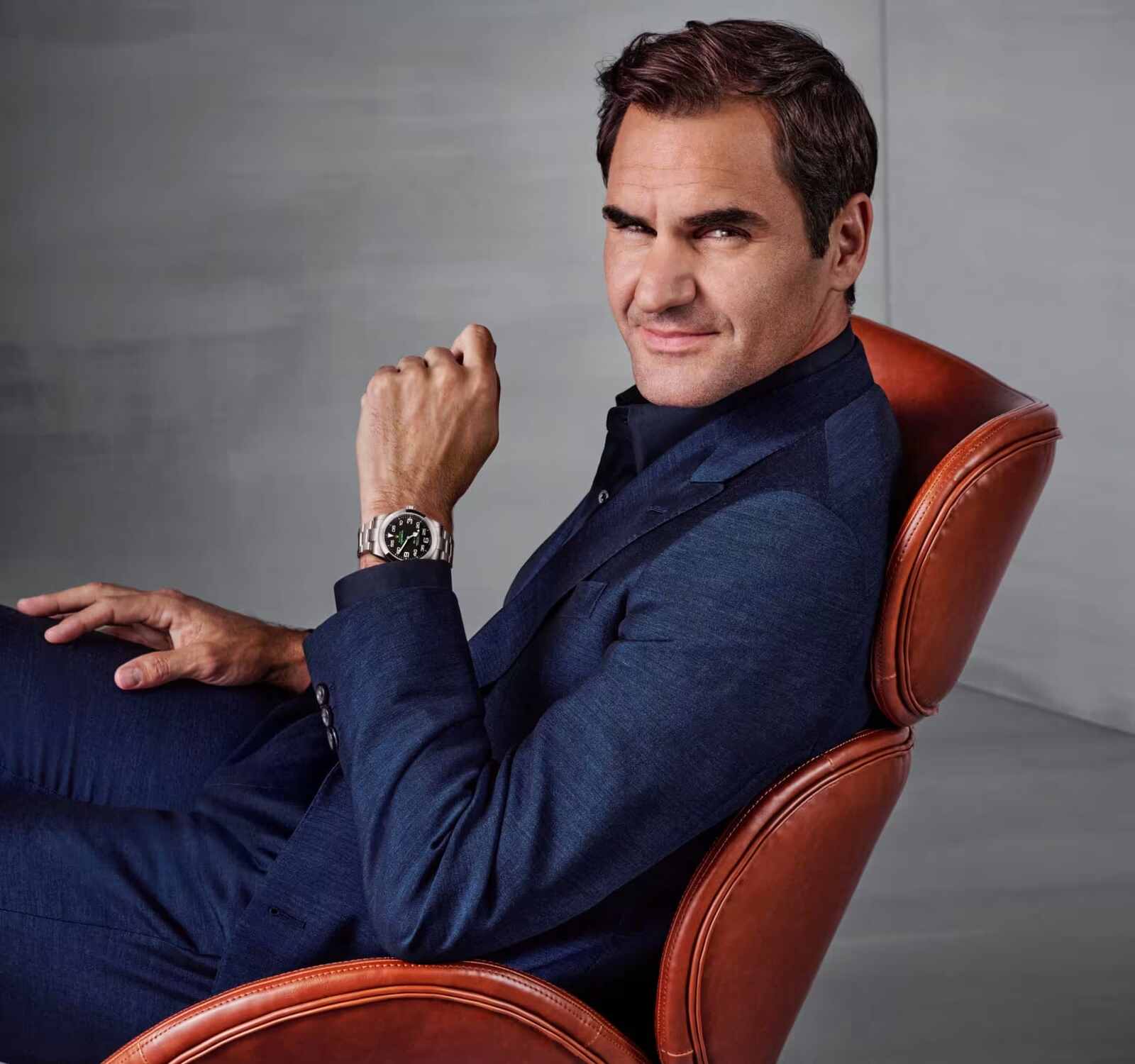 Roger Federer posando con Rolex