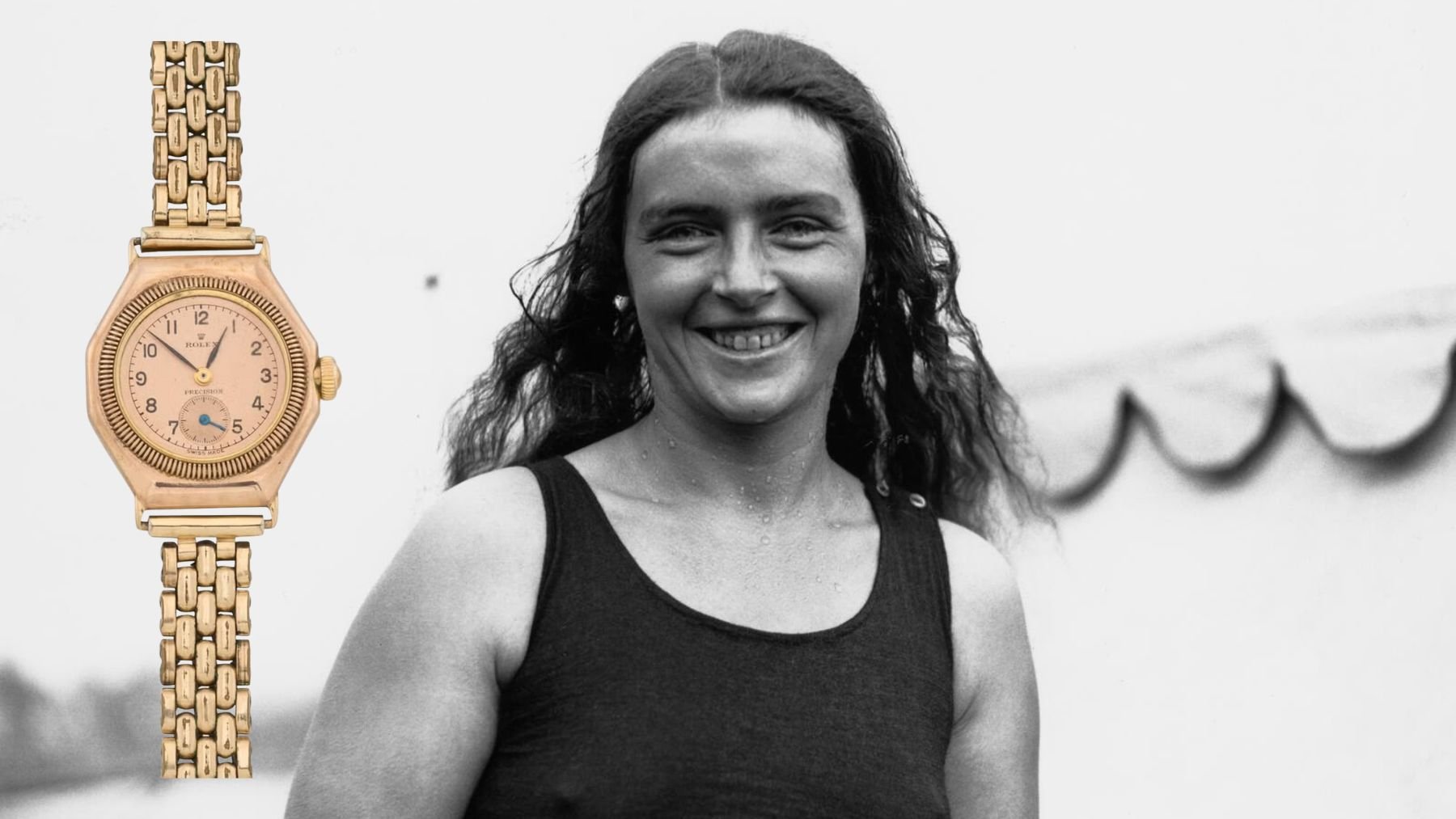 Mercedes Gleitze con un Rolex