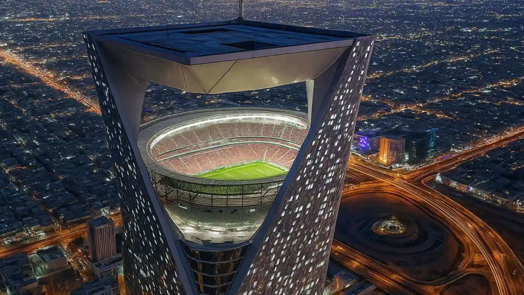 El estadio suspendido en el cielo de Arabia Saudí: 350 metros de altura, 46.000 plazas y energía renovable