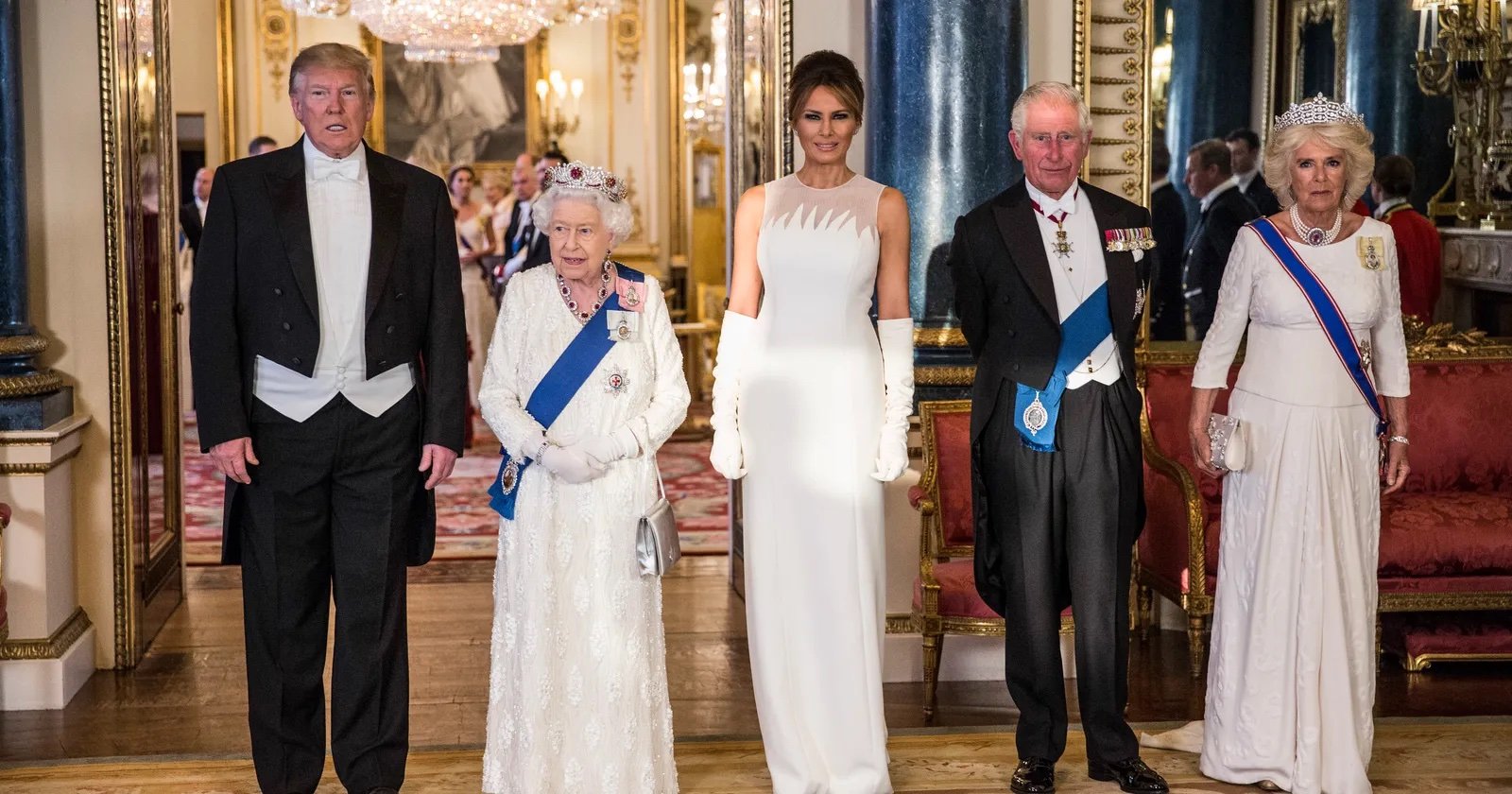 Trump y la reina de Inglaterra Isabel II