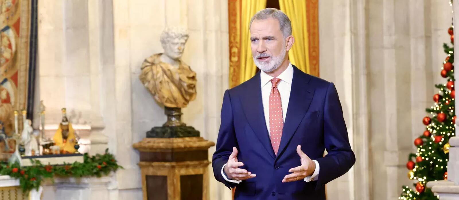 El Rey Felipe VI dando el discurso de Nochebuena