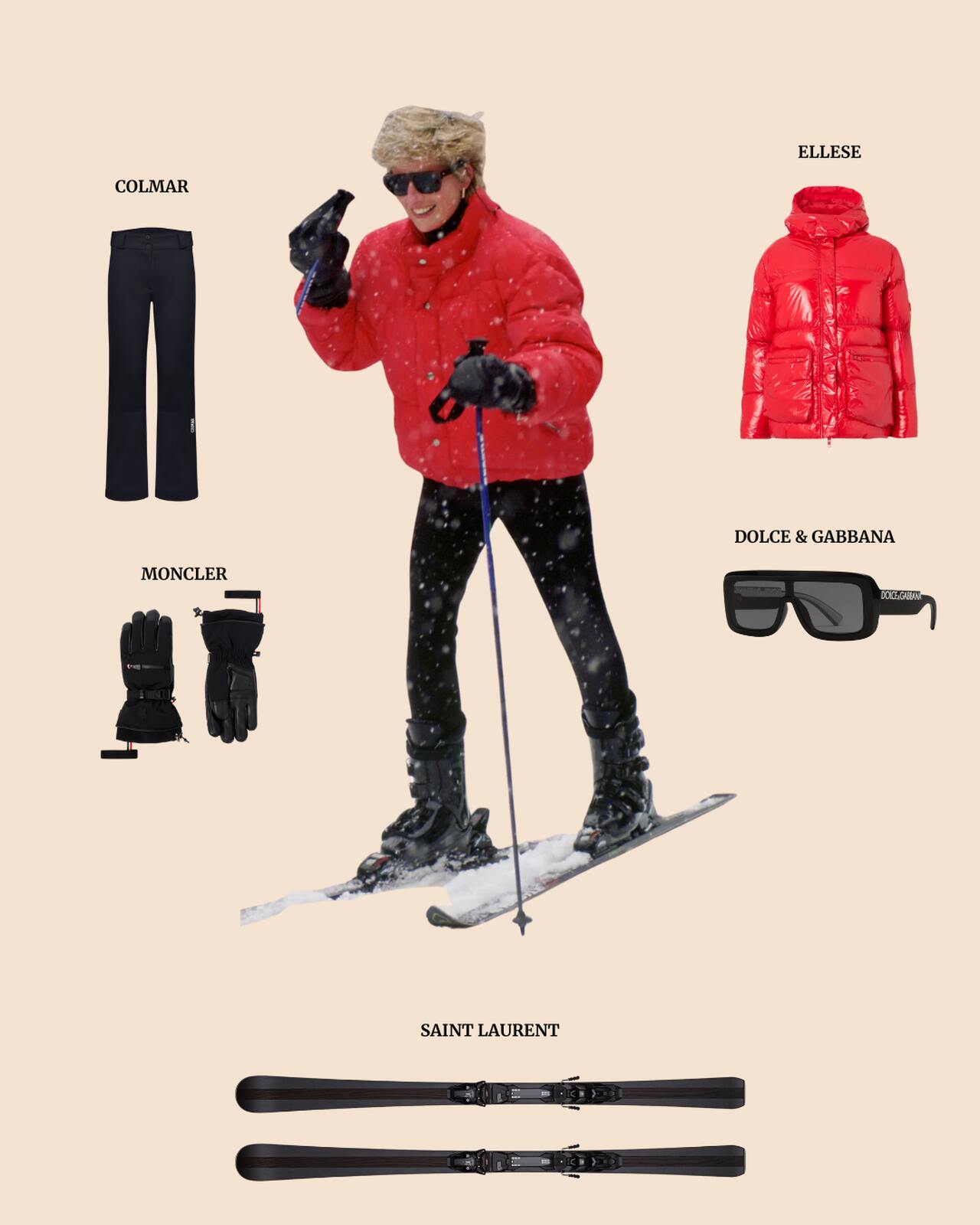 Diana de Gales con looks apres ski