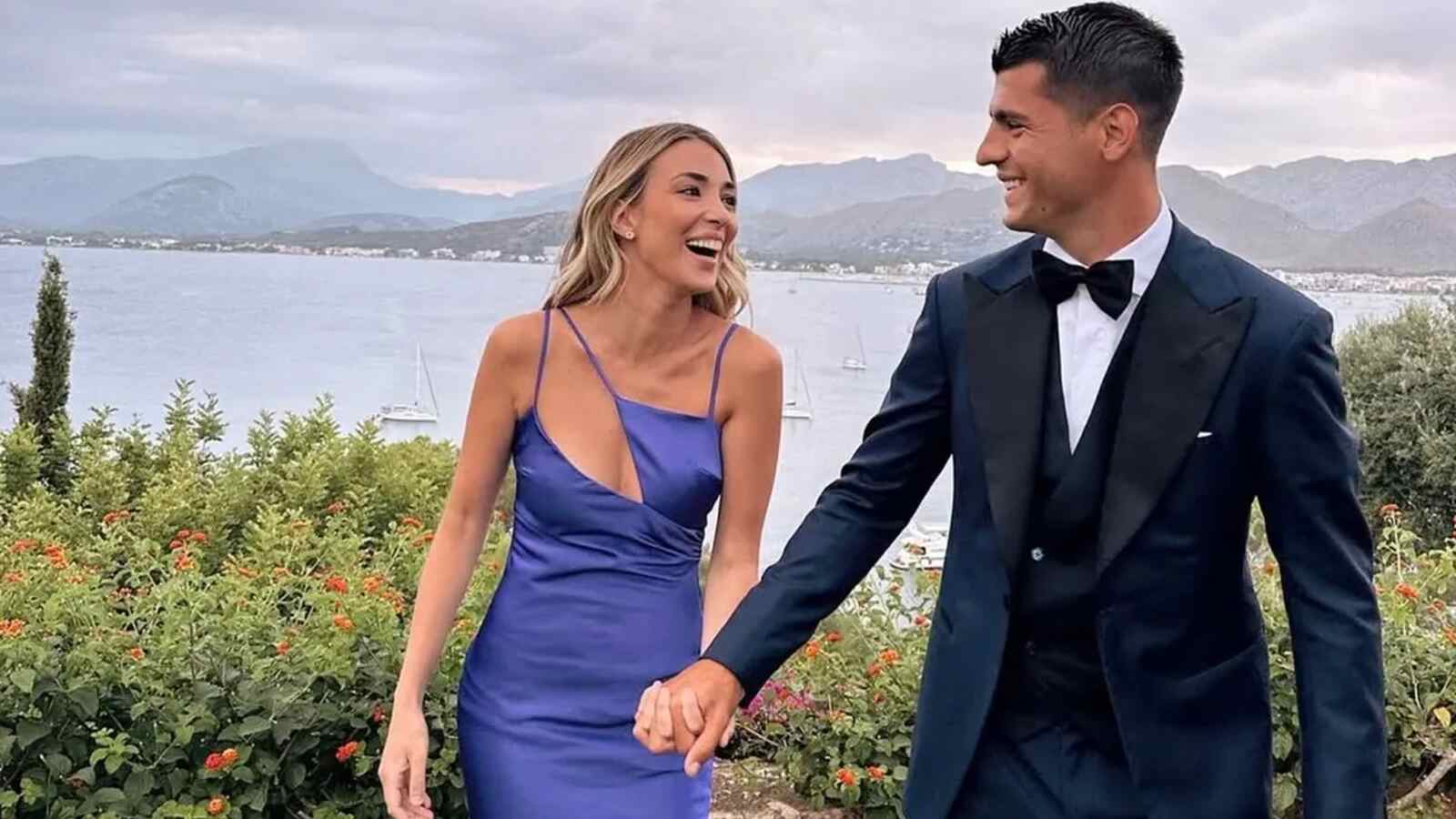 Álvaro Morata y Alice Campello sonriendo