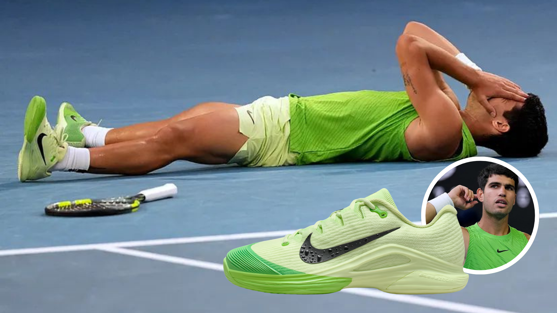 Carlos Alcaraz con las zapatillas Nike que lo catapultan a las semifinales del Australian Open