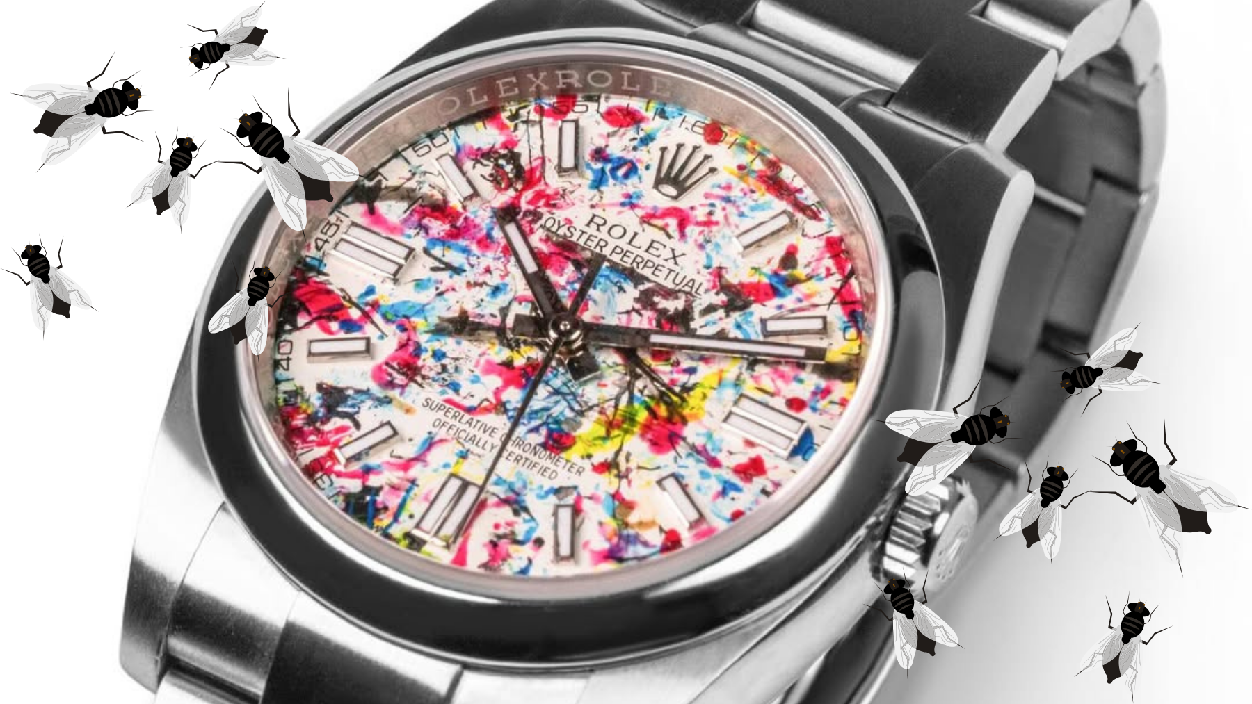 El Rolex más inesperado: pintado por moscas y a la venta por 3 €