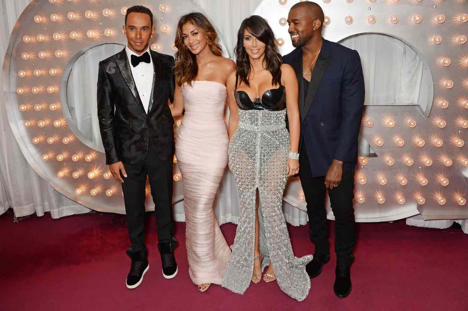 Kim y Lewis Hamilton con sus parejas en 2014