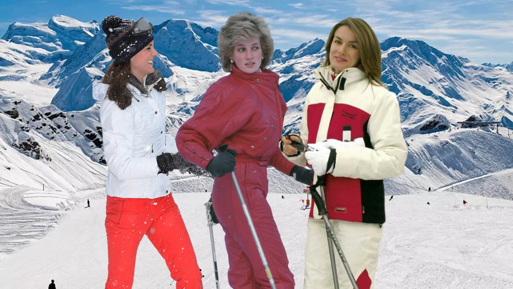 El rojo conquista la nieve: así lo llevaron la Reina Letizia, Lady Di y otras royals