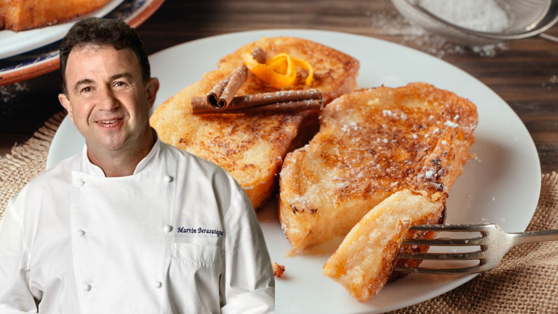 Martín Berasategui: Para que la torrija quede melosa, vuelve a sumergirla en leche tras rebozarla