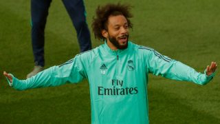 Marcelo, en el entrenamiento previo al partido contra el Galatasaray. (EFE)