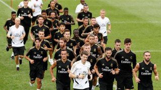 La plantilla del Real Madrid, durante un entrenamiento (Realmadrid.com).