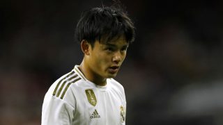 Takefusa Kubo, durante un partido con el Real Madrid. (AFP)