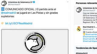 El Unionistas-Real Madrid se jugará en Las Pistas y sin gradas supletorias.