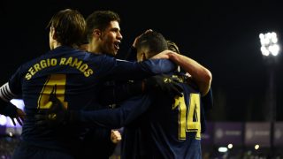 Los jugadores del Real Madrid, en el partido contra el Valladolid. (Getty)